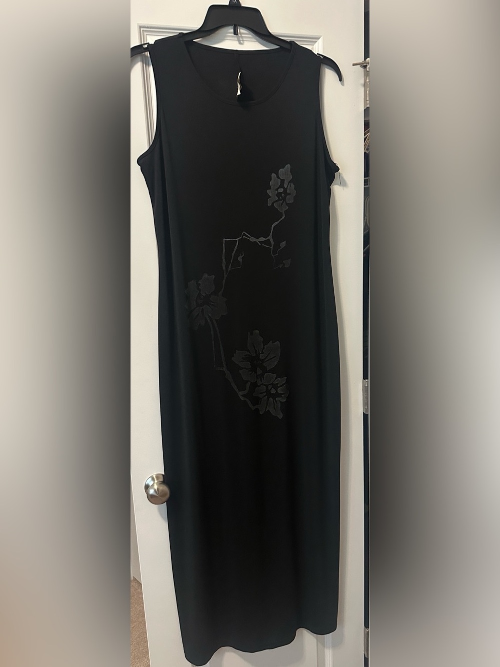 Byer California Black Maxi Dress with Tonal Floral Motif